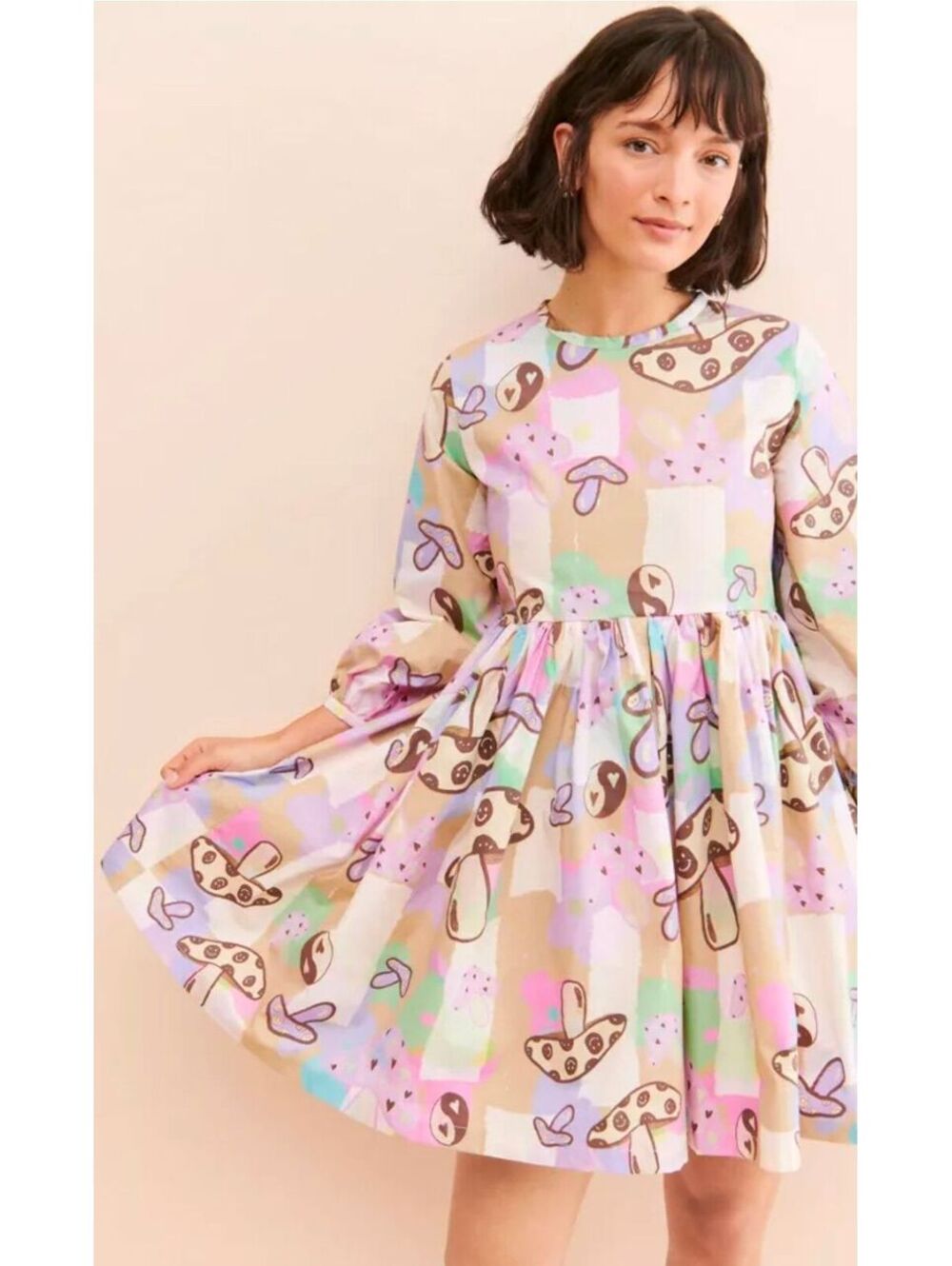$195 Urban Outfitters x Megan Crosby Lila Totally Toadstool Dress Sz.L 21"PTP
